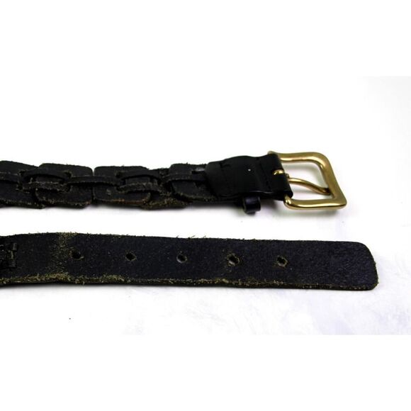CLASSIC BRAIDED BLACK GENUINE LEATHER 1 1/4"Wd DRESS WOMEN'S BELT Sz M/L (C39 - Picture 11 of 11